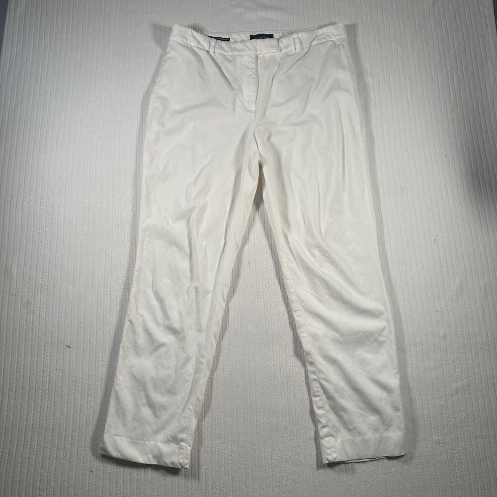 Talbots Womens 12P White Pants Petite Chino Flat Front Casual